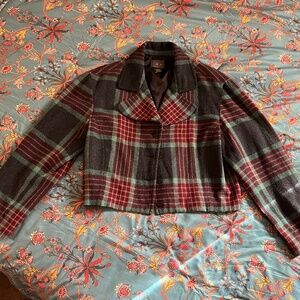 Vintage Cropped Plaid Blazer